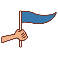 Hand holding a flag