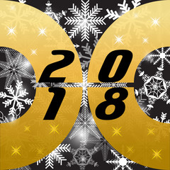 Happy New Year 2018 background decoration. Greeting card design template. Brochure or flyer for the holiday. Illustration