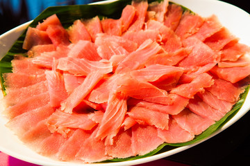 raw tuna slide sashimi japanese food