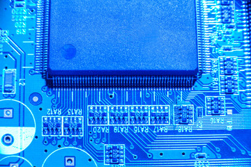 Abstract,close up of Circuits Electronic on Mainboard computer Technology background