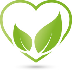 Herz und Zwei Blätter, Heilpraktiker, Vegan, Logo