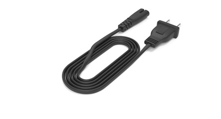 3D rendering - power cable with iec-c7 connector isolated on white background.