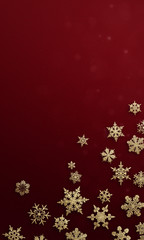Merry Christmas - vertical banner with gold glitter snowflakes ( xmas , holiday , new year )