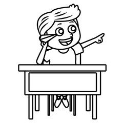 Schoolboy on desk