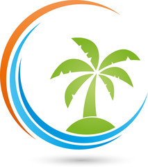 Insel, Sonne, Palme, Tropical island, Reisen, Logo