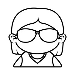 Cute girl with sunglasses cartoon
