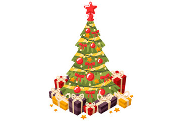 Christmas Tree 3D Flat Vector Illustration