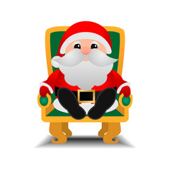 Merry christmas. Vector Santa Claus. armchair.