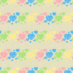 Colorful hearts seamless pattern. Seamless background with colorful heart shape design. Vector illustration