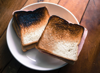 burnt bread with ham