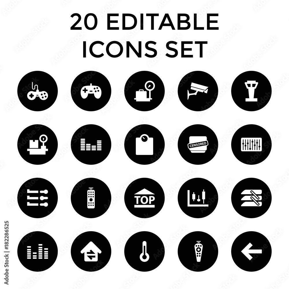 Poster set of 20 control filled icons