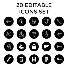 Set of 20 protection filled and outline icons