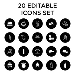 Set of 20 cap filled and outline icons