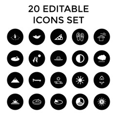 Set of 20 sun filled and outline icons