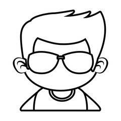Cute boy with sunglasses cartoon