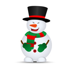 Merry christmas. Vector snowman.