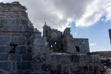 Crusader castle in Jordan on a cloudy day
