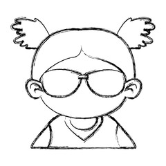 Cute girl with sunglasses cartoon