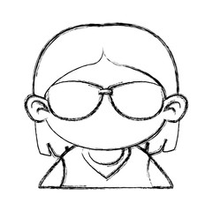 Cute girl with sunglasses cartoon