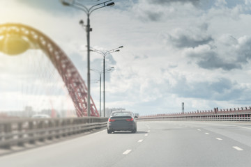 The traffic in the city. cars on the big road