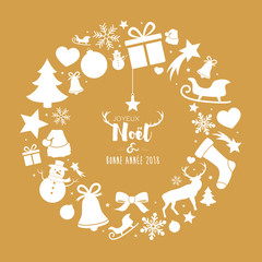 Carte avec couronne de Noël