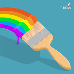  raibow  brush with rainbow paint