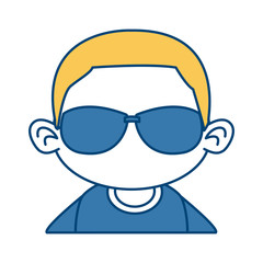 Cute boy with sunglasses cartoon
