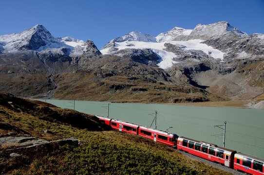 Swiss Alps:  Bernina Bahn in the upper Engadin.