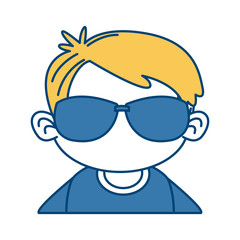 Cute boy with sunglasses cartoon