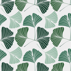 Fototapeta na wymiar Vector Illustration ginkgo biloba leaves. Seamless pattern with leaves.