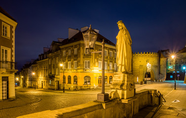 Mostowa street on old town at night in Warsaw, Poland