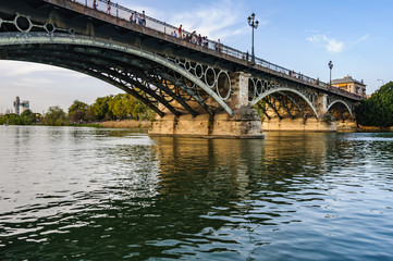 Fototapeta na wymiar Triana Bridge in Seville, Spain