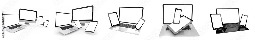 Poster Modern digital silver tech device pack 3D rendering