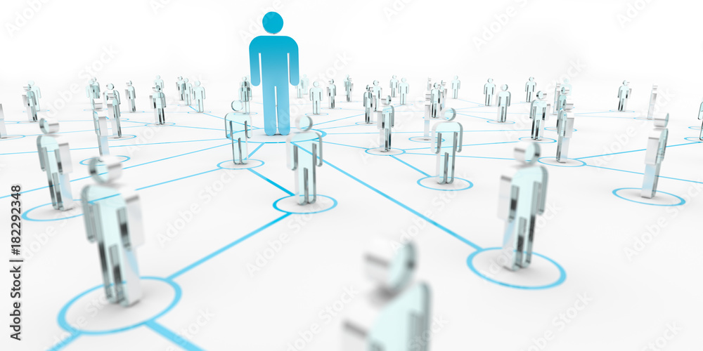 Poster leader connecting a group of people 3d rendering