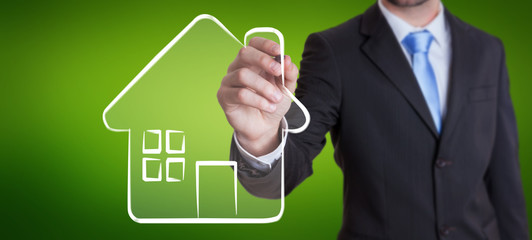 Businessman drawing manuscript real estate plan project