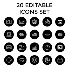Set of 20 pie outline icons