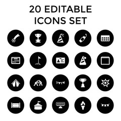 Set of 20 event filled icons