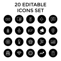 Set of 20 success outline icons