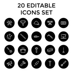Set of 20 tool outline icons