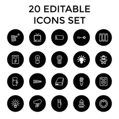 Set of 20 electric outline icons