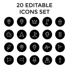 Set of 20 marker outline icons