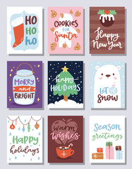 Christmas party invitation vector card design template for noel Xmas holiday celebration clipart New Year Santa Claus printable poster background