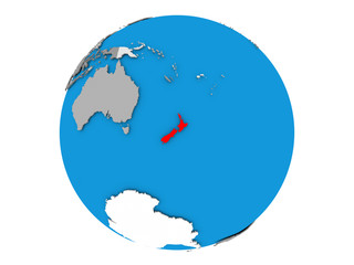 New Zealand on globe isolated