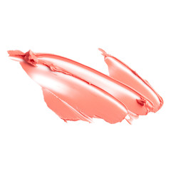 Smudged lipstick isolated on white background