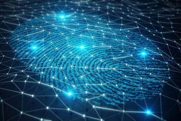 3D illustration Fingerprint scan provides security access with biometrics identification. Concept Fingerprint protection.