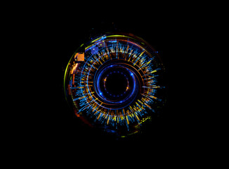 Abstract background. luminous swirling. Elegant glowing circle. Big data cloud. Light ring..Sparking particle. Space tunnel. Colorful ellipse. Glint sphere. Bright border. Magic portal. Energy ball.