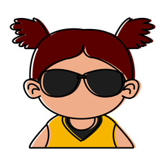 Cute girl with sunglasses cartoon