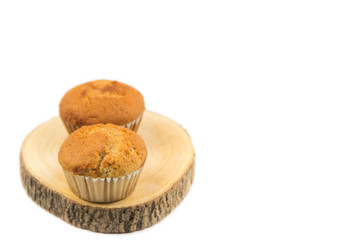 banana cupcake on wooden