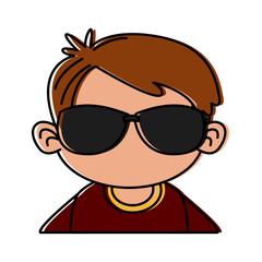 Cute boy with sunglasses cartoon