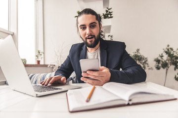 Fototapeta premium Stylish guy working